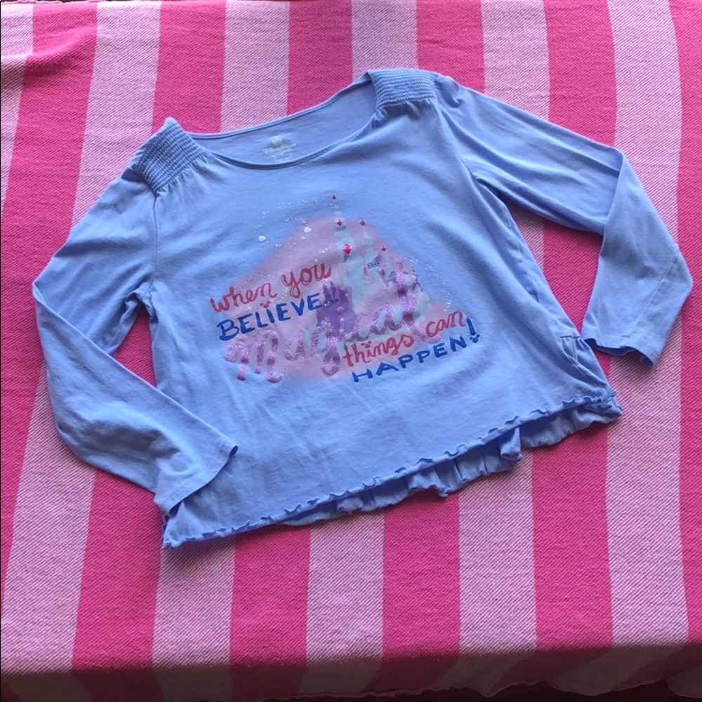 Disney Parks blue long sleeved castle shirt-size L